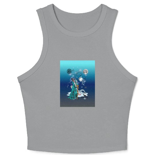 Zodiac sign Aquarius in the unique version Graphic Crop Tank Top