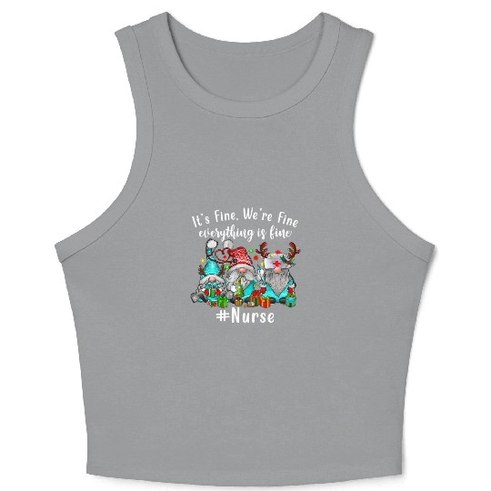 Gnome Its Fine Im Fine Everything Is Fine Xmas Crop Tank Top