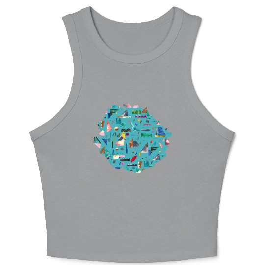 Sailing Boats Multi Blue Crop Tank Top