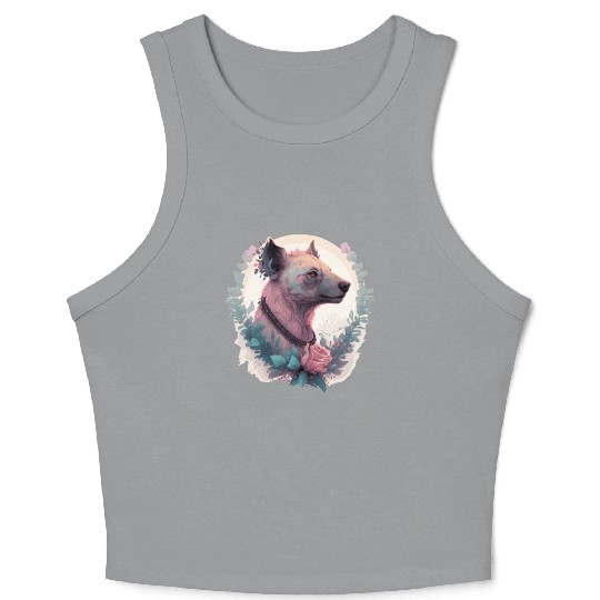 Watercolor Hyena Flower Crown Africa Safari Animal Crop Tank Top