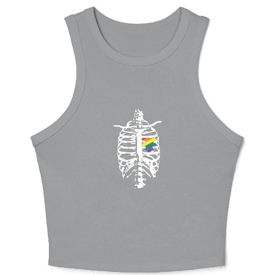 Skeleton Heart Gay LGBTQ Rainbow LGBT Pride Month Crop Tank Top