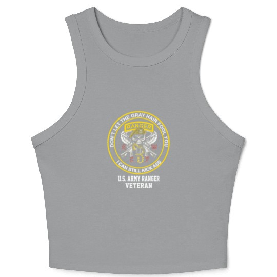 Funny Retired US Army Ranger Veteran USA Military Crop Tank Top