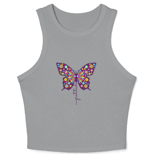 butterflies floral Crop Tank Top