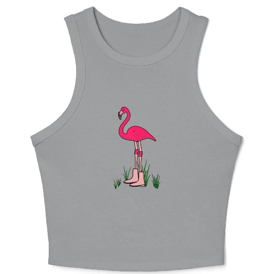 Flamingo with boots art animal print bird pink Crop Tank Top