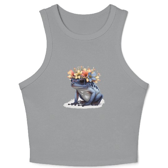 Cute Poison Dart Frog Flower Crown Amphibian Lover Crop Tank Top