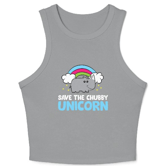 Save The Chubby Unicorn Rhinoceros Cute Rhino Crop Tank Top