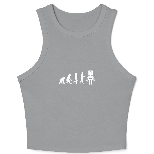 Funny Robotic Machine Learning AI Evolution Robot Crop Tank Top