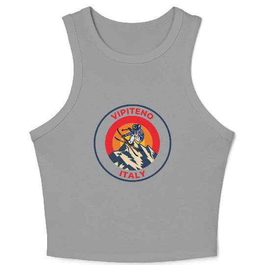 Vintage Cool Skiing in Vipiteno Italy Sunset Crop Tank Top