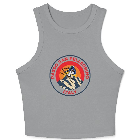 Skiing in Passo San Pellegrino Italy Sunset Crop Tank Top