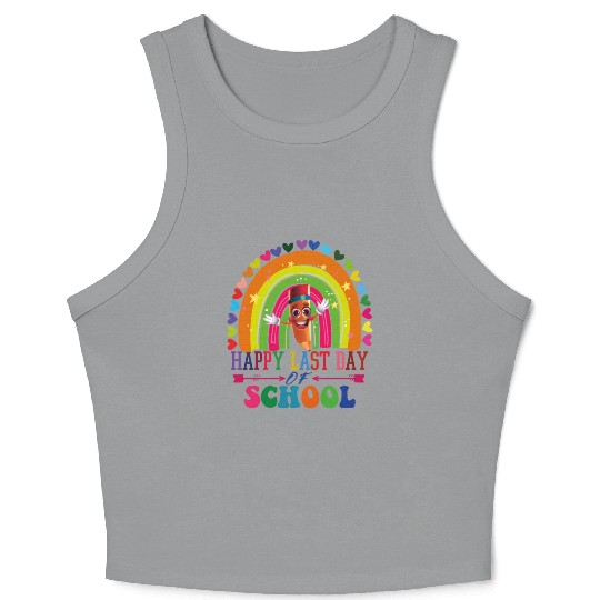 Groovy Happy Last Day of School Teacher Student Crop Tank Top