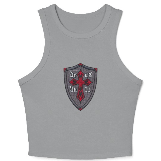 Deus Vult Cross on Shield Crop Tank Top