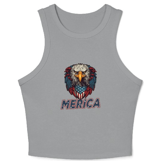 Proud American Independence Day Freedom Crop Tank Top