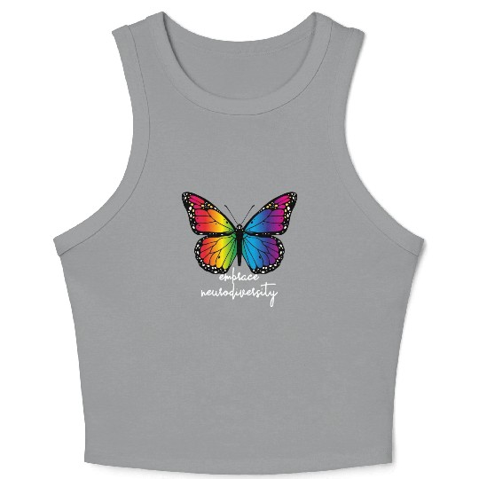 Embrace Neurodiversity Butterfly Autism Awareness Crop Tank Top