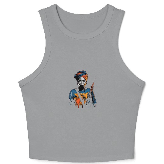 African American Nurse Afro Woman Syringe Nursing Crop Tank Top
