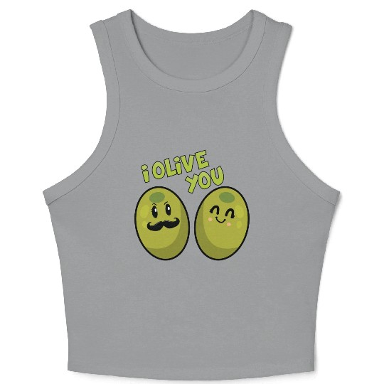 Green Olives Valentine Olive You Crop Tank Top