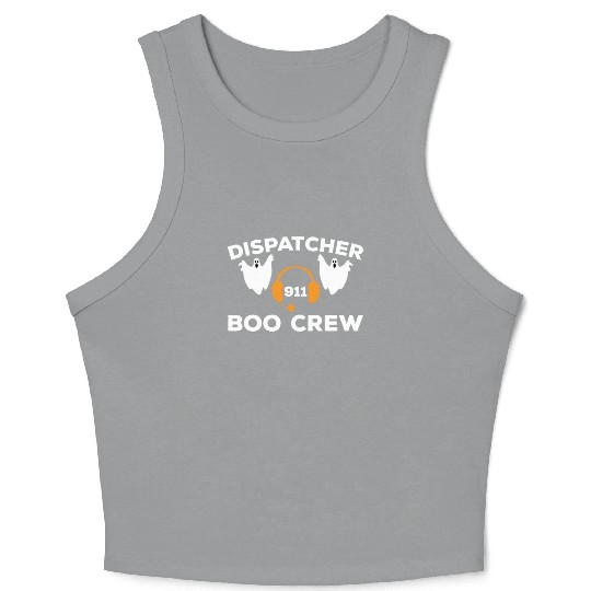 Funny Dispatcher 911 Boo Crew Spooky Halloween Crop Tank Top