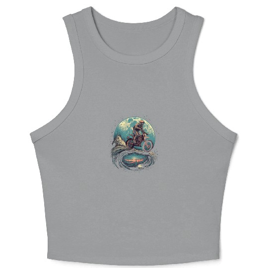 Dirt Bike Moon Motocross Motorcycle Riding Biker Crop Tank Top