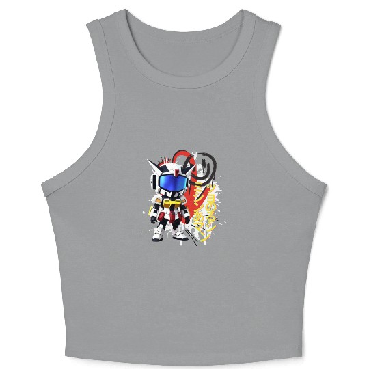 Chibi Mecha: A Cute Cyberpunk Design 8 Crop Tank Top