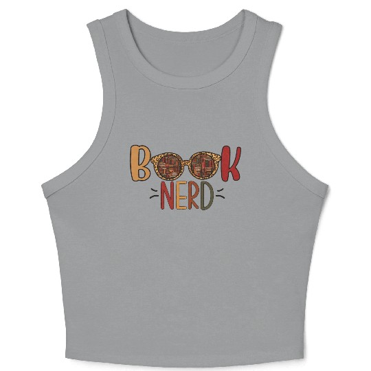 Funny Book Nerd Librarian Teacher Student Reader Crop Tank Top