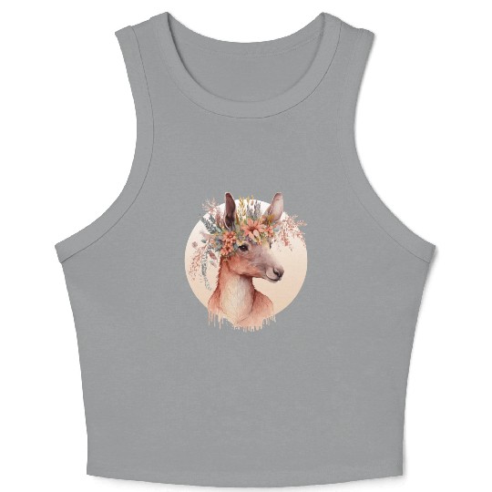 Cute Australian Kangaroo Flower Crown Animal Lover Crop Tank Top
