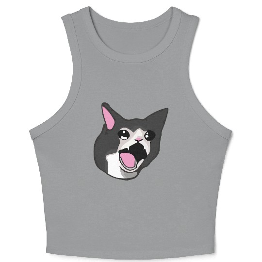 Yamero Crying Screaming Cat Meme Cute Japanese Crop Tank Top