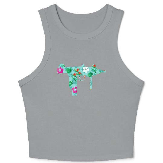 Tropical Gun Lover Firearm Beach Hawaiian Crop Tank Top