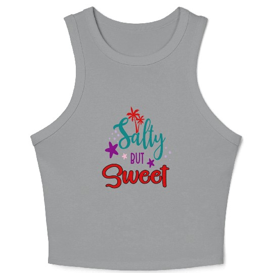 Salty but sweet Funny Beach Design Summer humor Crop Tank Top