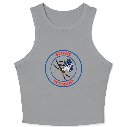 Retro Skiing in Stowe Vermont Holiday Souvenir Crop Tank Top