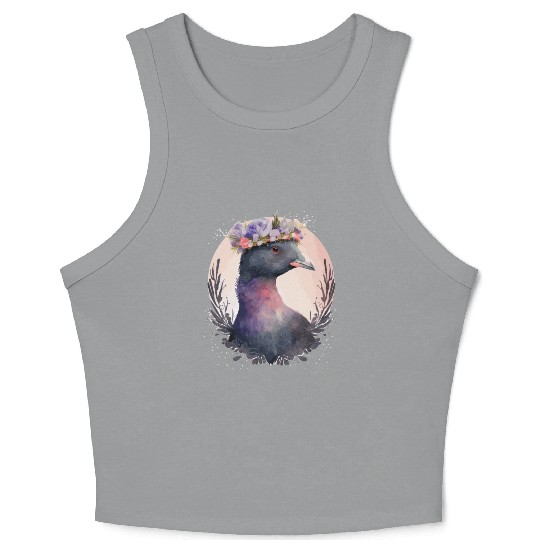 Cute Coot Bird Watching Flower Crown Floral Birdin Crop Tank Top
