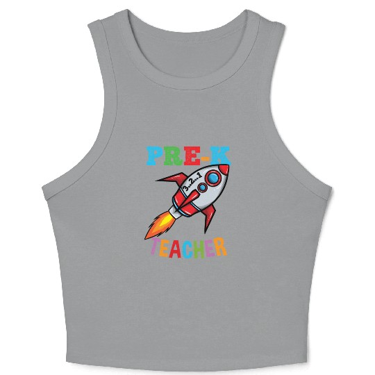 Space Pre K Teacher Preschool Back To School Crop Tank Top