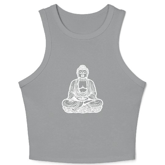 Far Eastern Buddha Lotus Meditation Tattoo Style Crop Tank Top