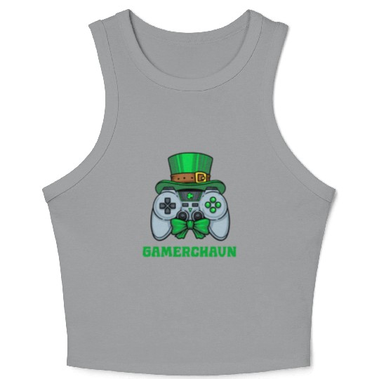 Gamerchaun Gamer St Patrick'S Day Toddler Lucky Crop Tank Top