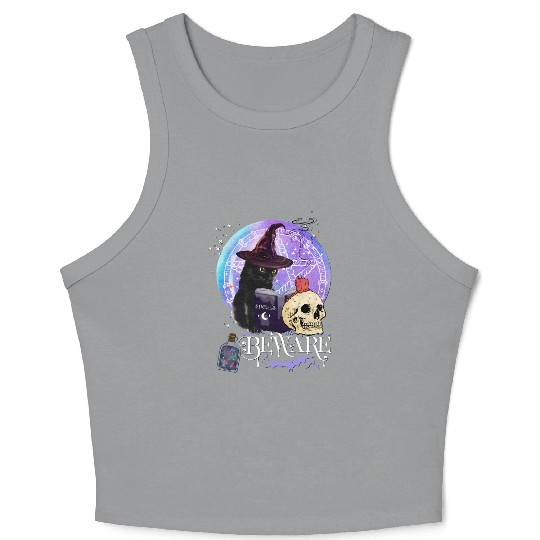 Magic Witch Tarot cards Beware potion witchy hat Crop Tank Top