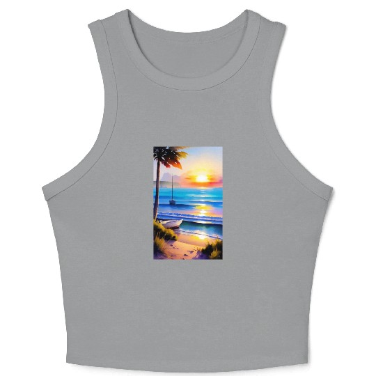 A sunrise with a seaside view-2 Crop Tank Top