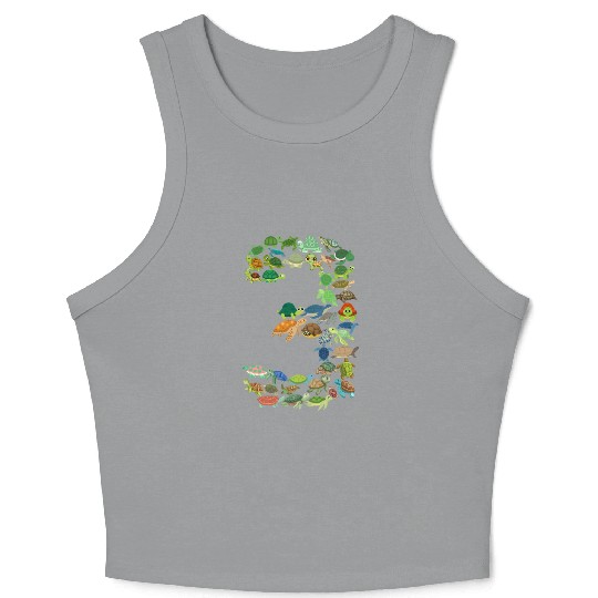 3rd Birthday Sea Turtle Tortoise Theme 3 Year Old Crop Tank Top