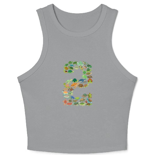 2nd birthday sea turtle tortoise theme 2 year old Crop Tank Top