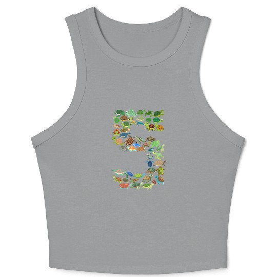 5th Birthday Sea Turtle Tortoise Theme 5 Year Old Crop Tank Top