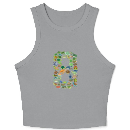 8th Birthday Sea Turtle Tortoise Theme 8 Year Old Crop Tank Top