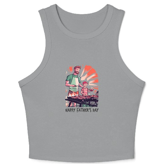 Father and Son Barbecue Father's Day Gift Crop Tank Top