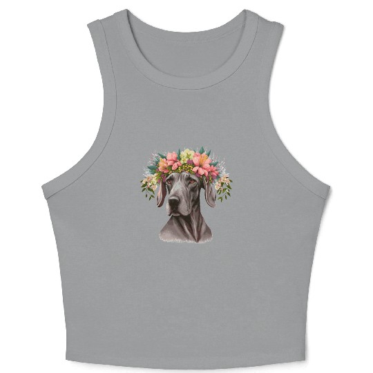Cute Great Dane Flower Crown Pet Dog Breed Floral Crop Tank Top