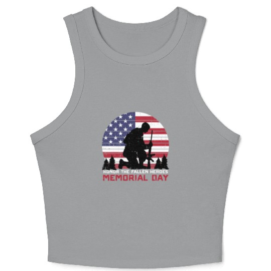 Honor The Fallen Heroes Memorial Day Us Flag Crop Tank Top