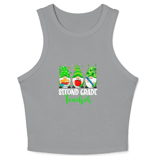 Gnomes 2Nd Grade Teacher Squad St Patricks Day Sch Crop Tank Top