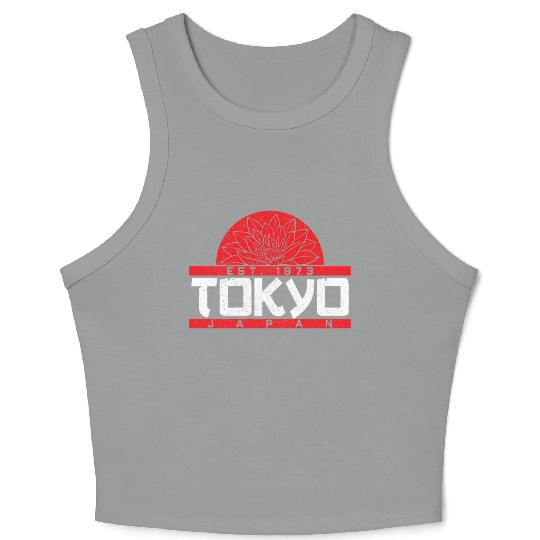 Tokyo Japan Est 1873 Lotus Japanese Crop Tank Top