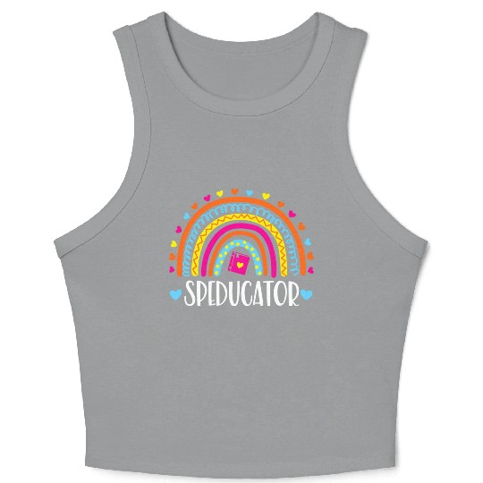 Speducator Rainbow Heart Special Education Teacher Crop Tank Top