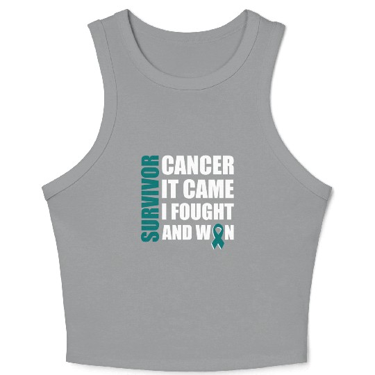 Ovarian Cancer Fight Cancer Ribbon Crop Tank Top