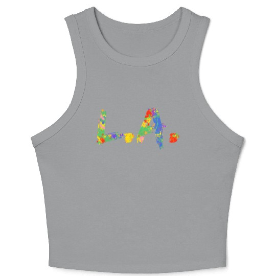 Colorful Los Angeles California Rainbow L A Crop Tank Top