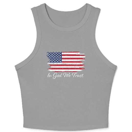 In God We Trust Us Flag Patriotic Crop Tank Top