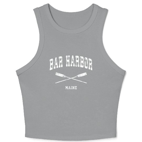 Bar Harbor Maine Nautical Crossed Oars Crop Tank Top
