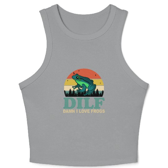 Dilf-Damn I Love Frogs Saying Frog-Amphibian Crop Tank Top