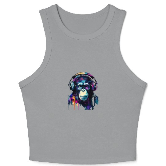 Banksy DJ Monkey with Headphones Crop Tank Top
